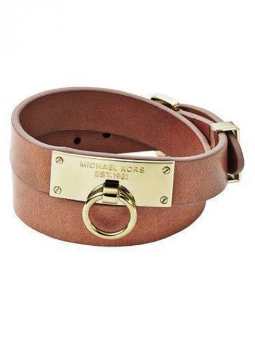Michael Kors Gold Hardware Double Twist Leather Wrap Bracelet